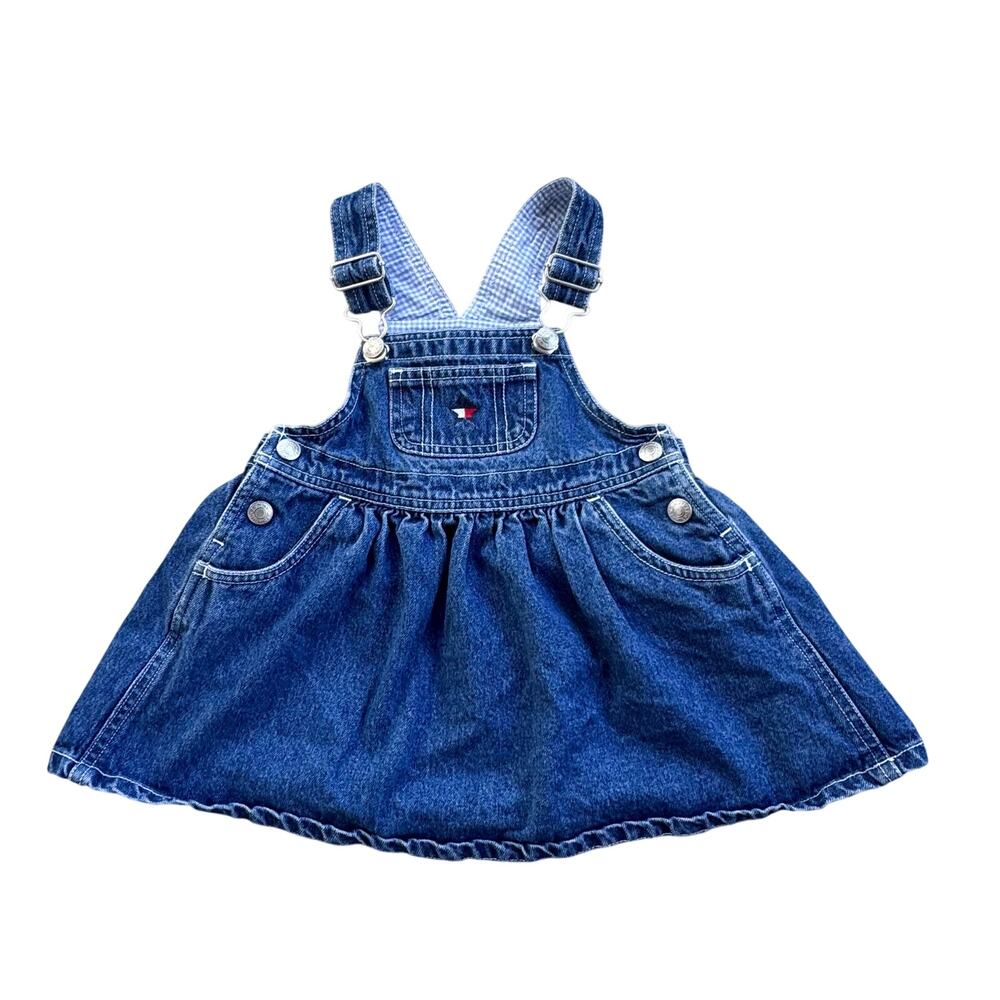 Vtg Tommy Hilfiger Girls Denim Skirtall Size 12-18M